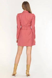 Adelyn Rae - KAYLA PINSTRIPE BELTED BLAZER DRESS