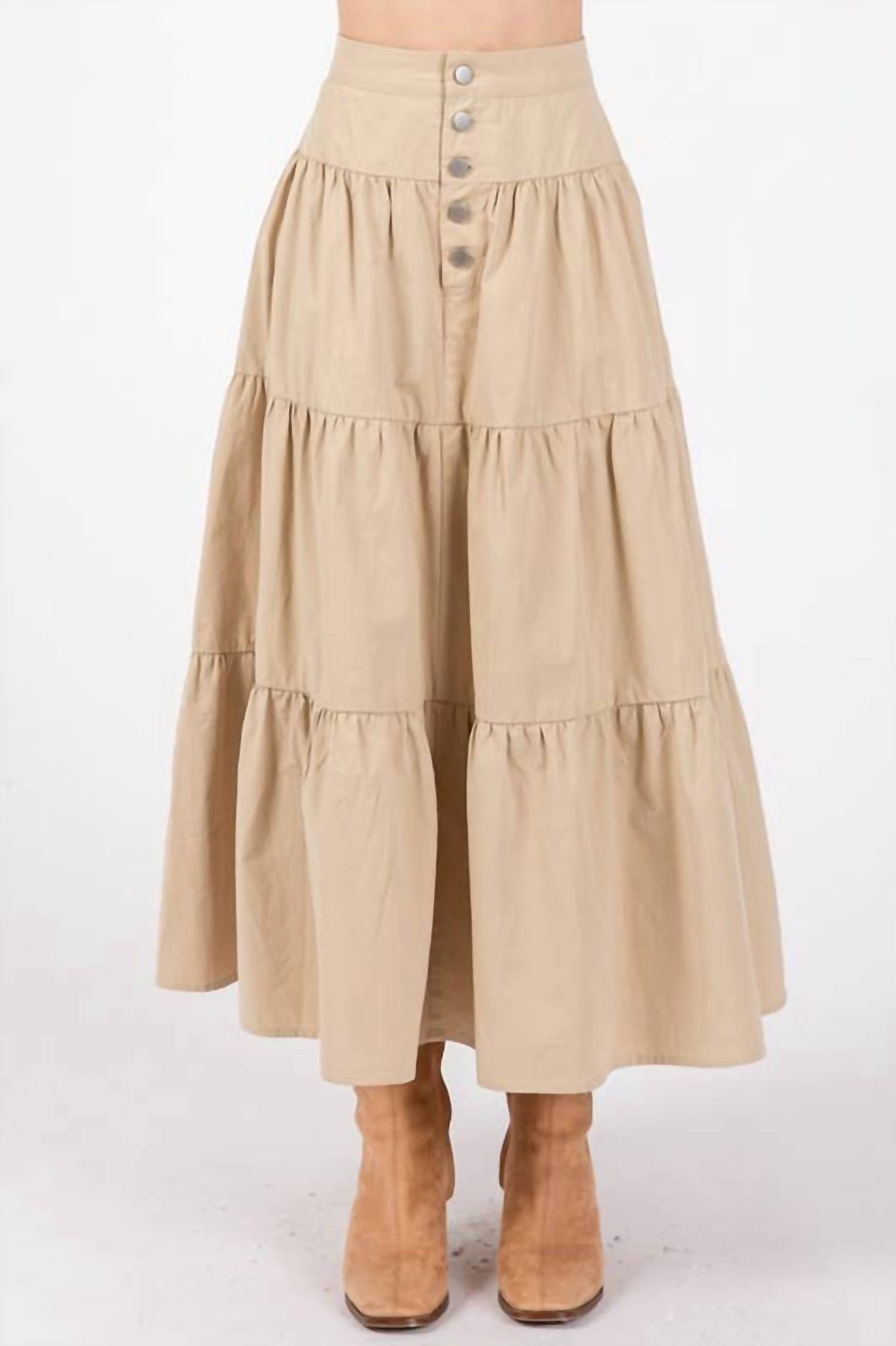 Calista - Button Detailed Front Maxi Skirt