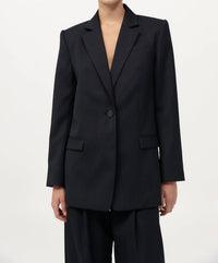 St. Agni Split Back Blazer in black pinstripe - women's jacket