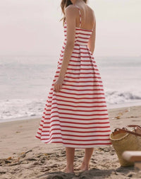 English Factory - Women's Striped Pleated Midi Dress