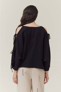 Grade & Gather - Open Tie Sleeves Gauze Top