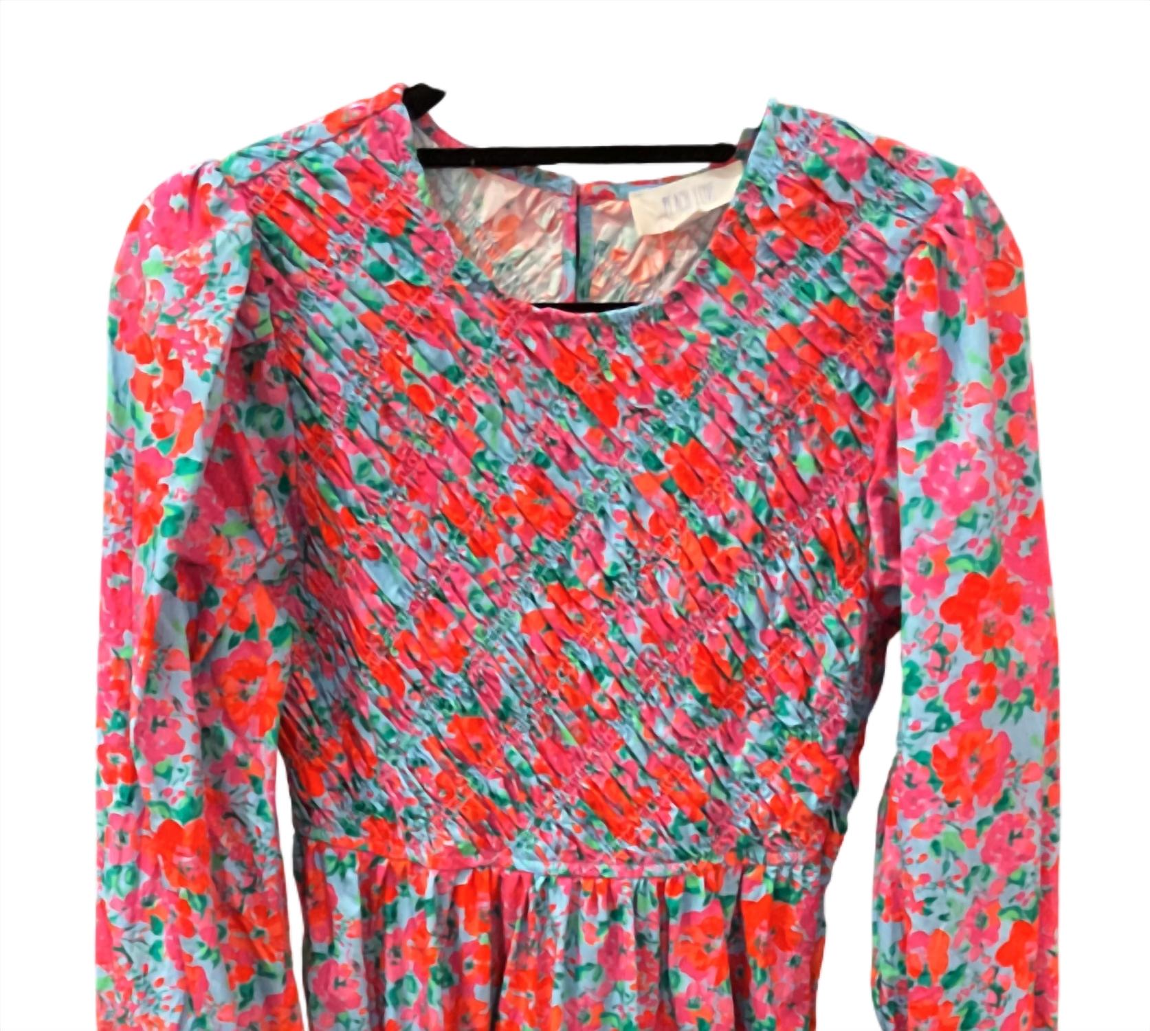 Peach Love - Women's Floral Smock Midi Dress