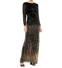 MAC DUGGAL Fringe Skirt Ombre Dress in black gold - women's dress