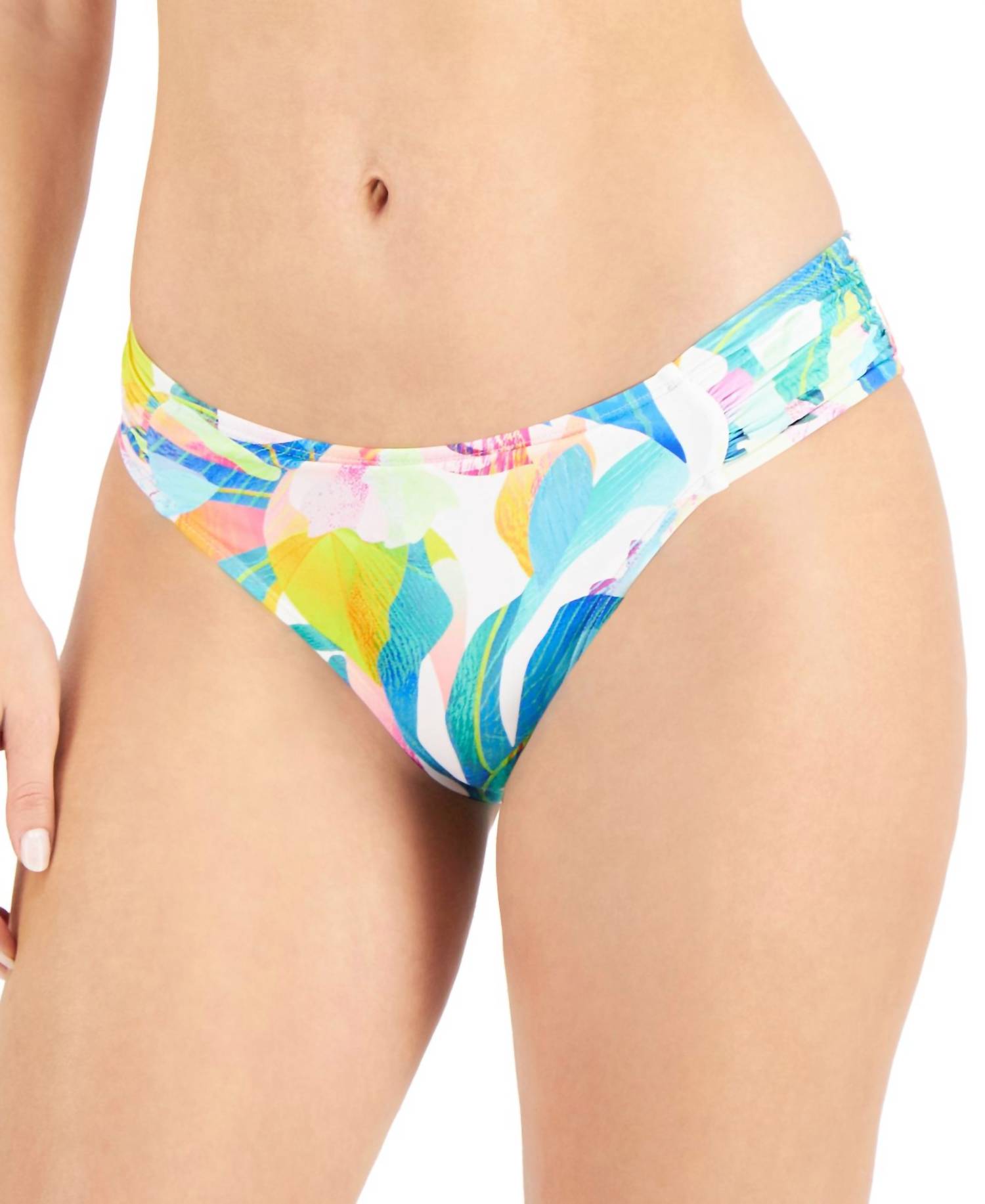 La Blanca - Printed Ruched-Side Hipster Bikini Bottoms