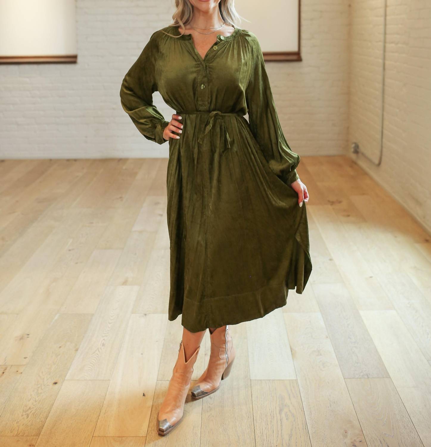 See U Soon - Evergreen Corduroy Midi Dress