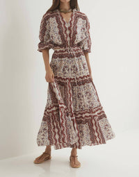 Cara Cara Melanie Skirt in paisley scarf ivory - women's skirt