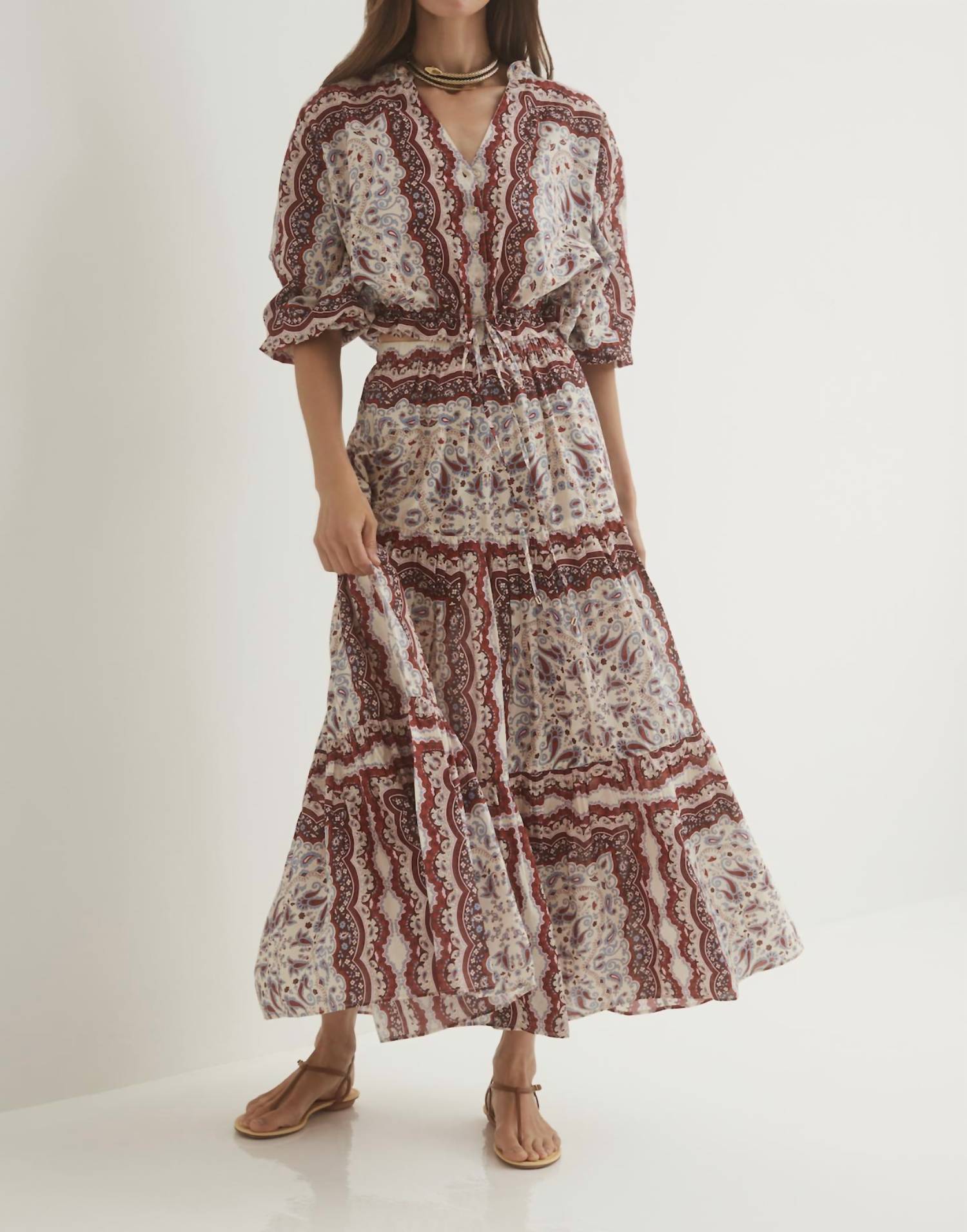 Cara Cara Melanie Skirt in paisley scarf ivory - women's skirt