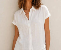 The Korner - Sheer Textured Button Front Blouse