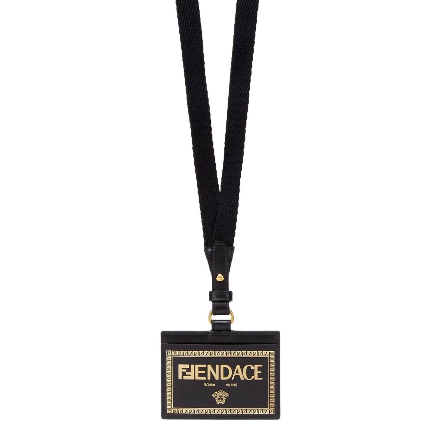 Fendi - Women's Fendace Leather Card Case Wallet Lanyard