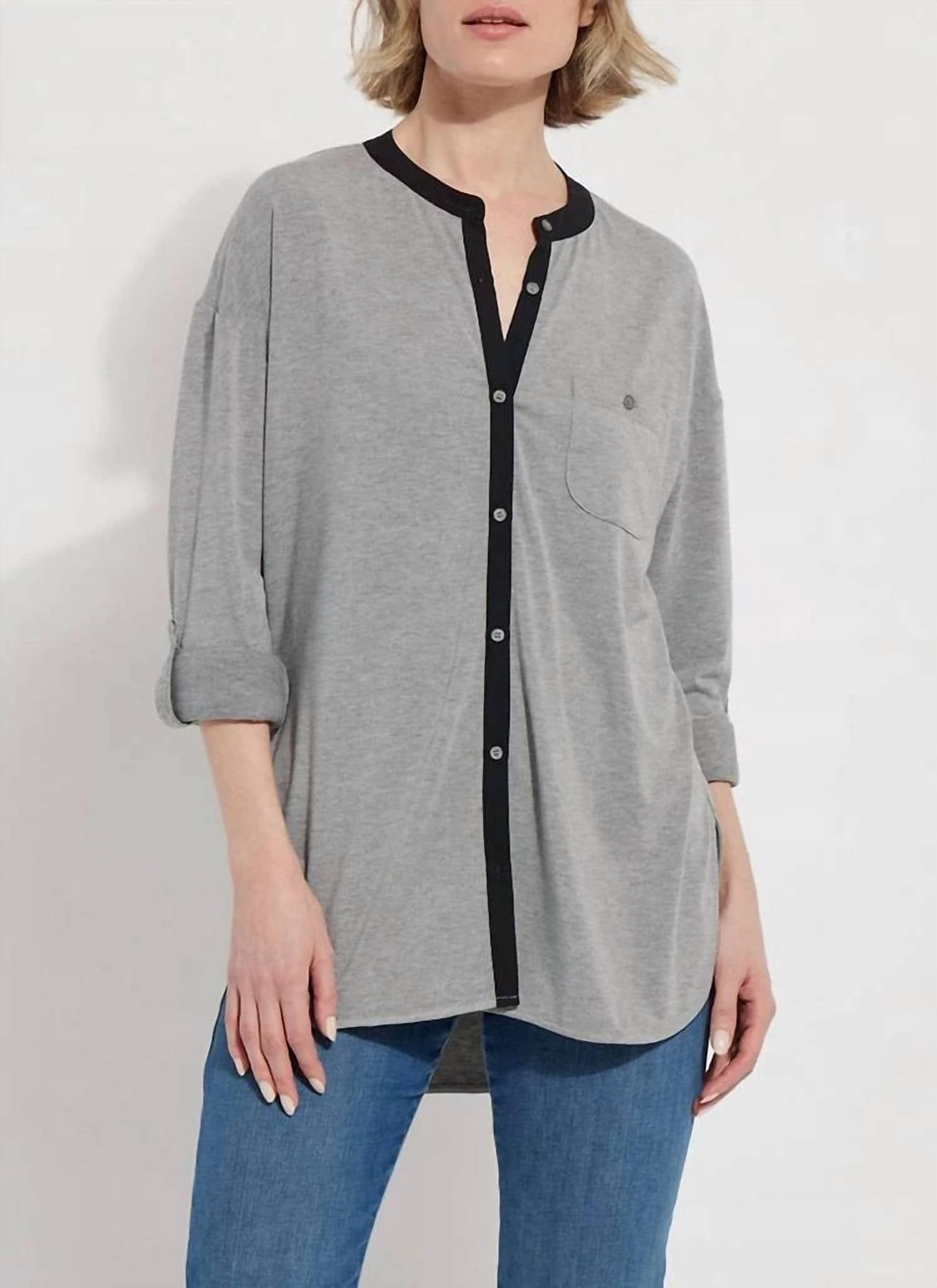 Lysse Zola Jersey Shirt in dark heather grey - women's blouse