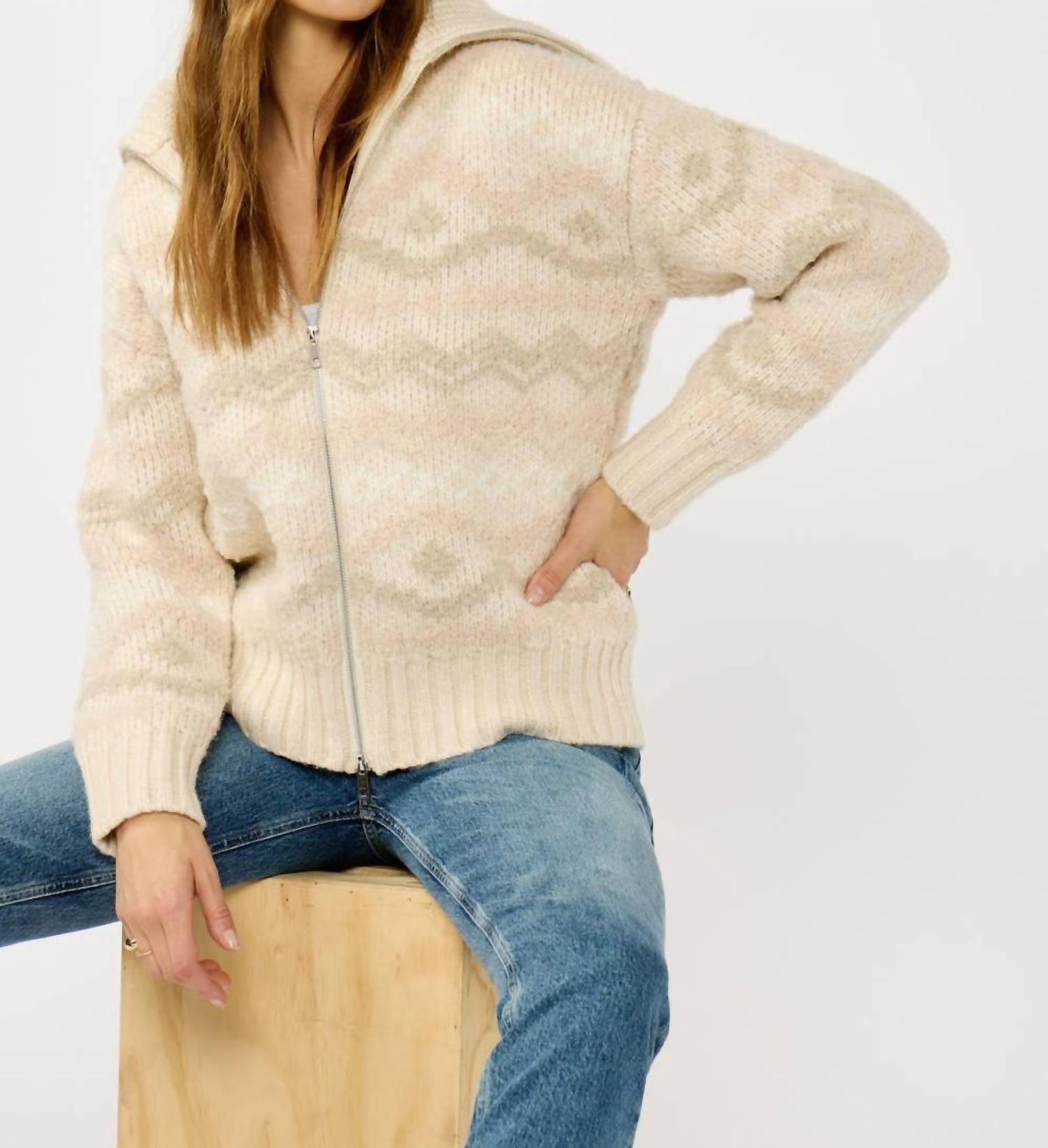 Lovestitch - Fair Isle Front Zip Sweater