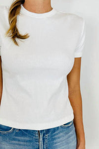 Meraki Rachel Ribbed Baby Tee in white - women's t-shirt - detail view