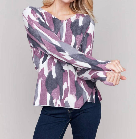 Charlie B - Printed V-Neck Sweater