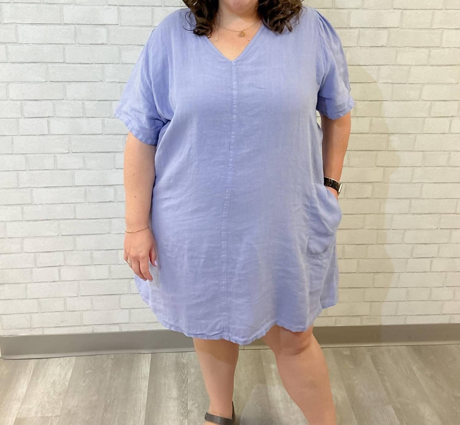 Fenini - Linen Puff Sleeve Dress - Plus