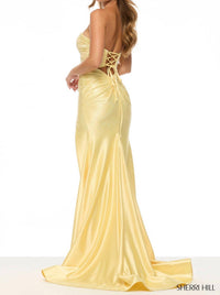 Sherri Hill Elegant Pleated Top Strapless Hot Fix Dress in yellow - women's dress - alternate view