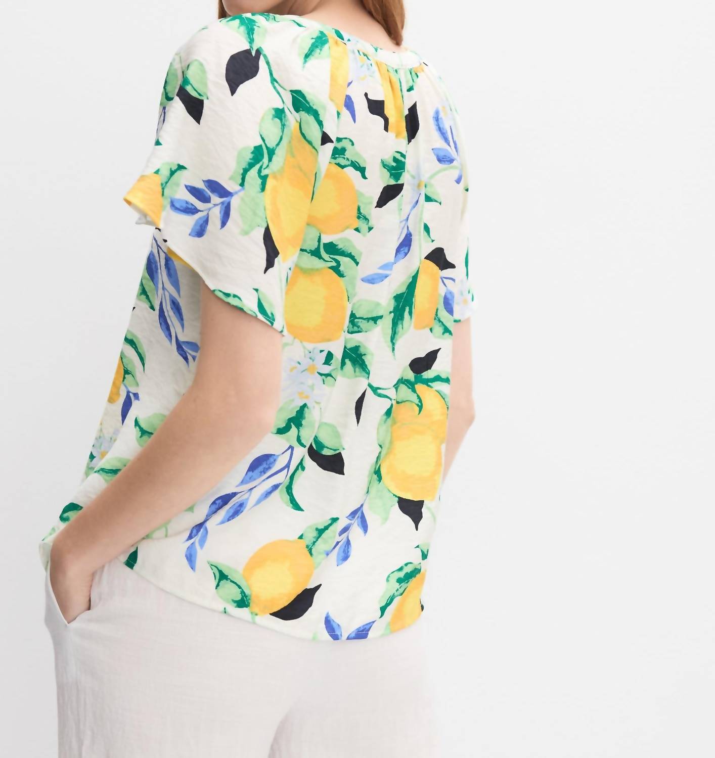 White Birch - Lemon Flutter Blouse