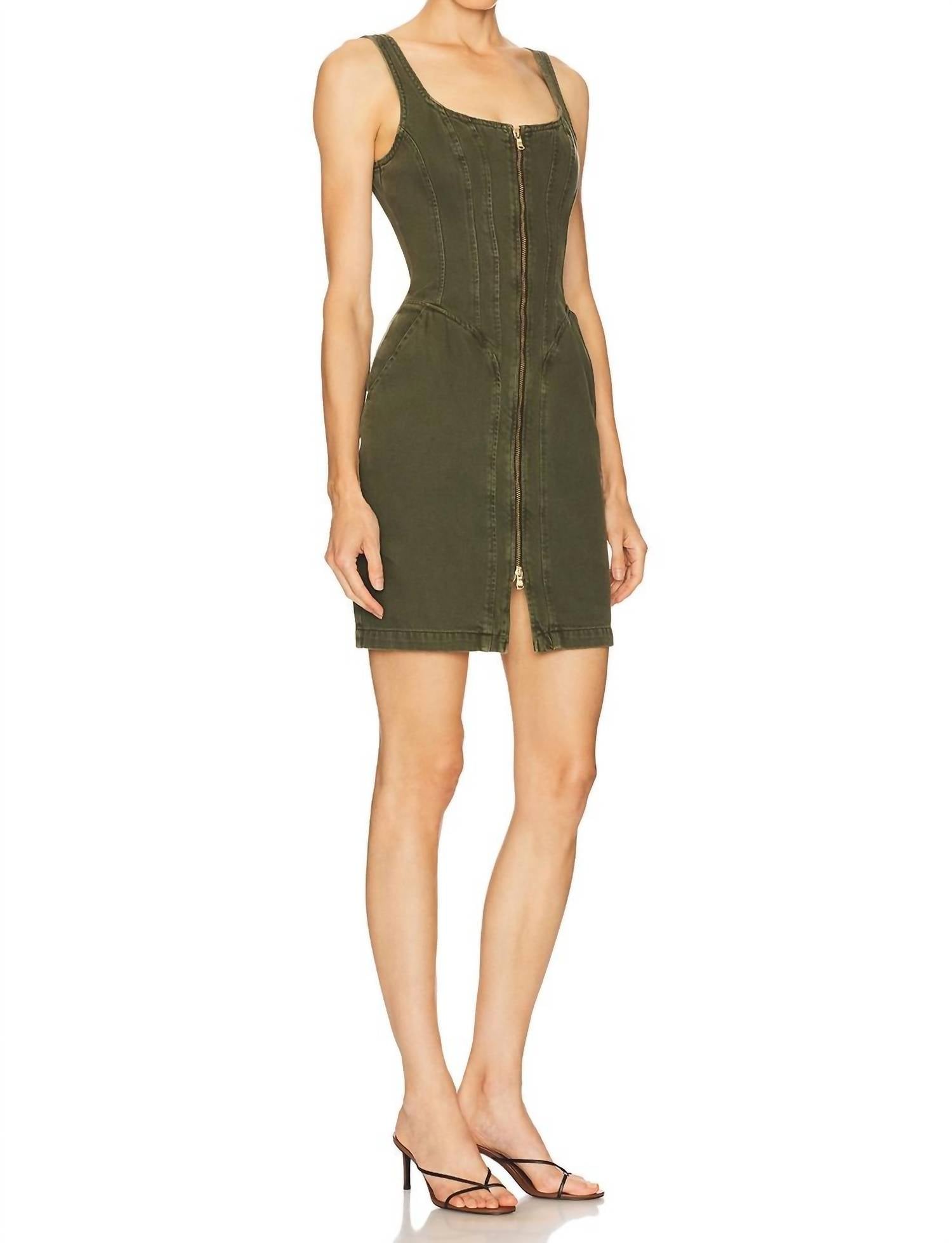 L'Agence Jaxyn Corset Zip Dress in picholine - women's dress - alternate view
