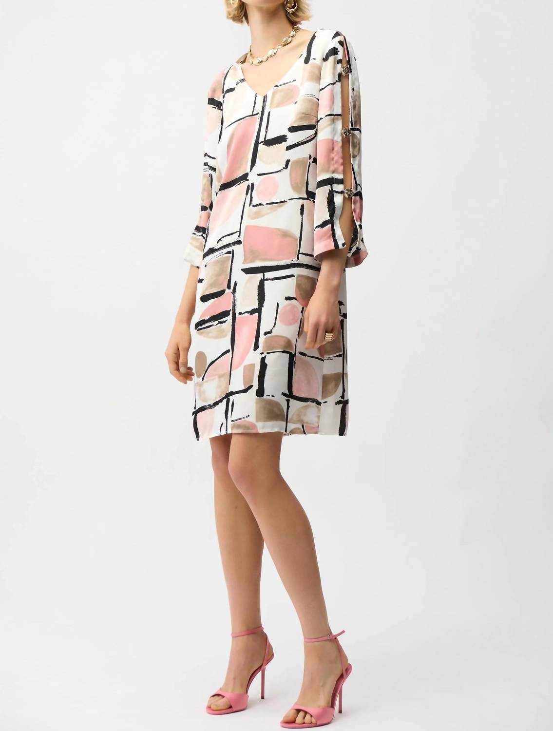 Joseph Ribkoff - Abstract Slit Sleeve Shift Dress
