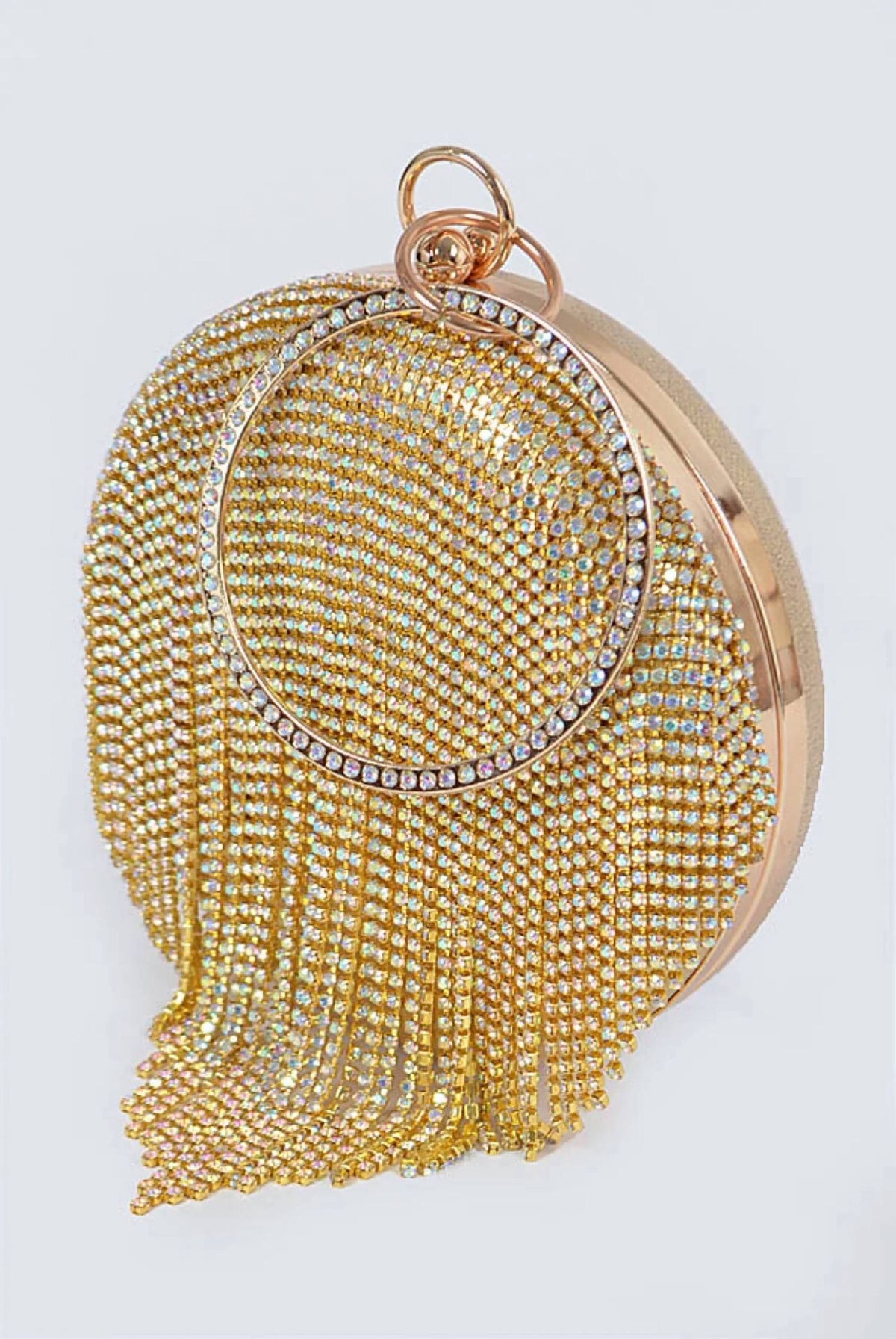 H&D Accessories - Women's Stingy Studded Fringe Round Clutch Purse