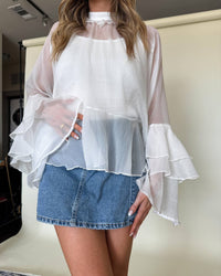 Fore Collection - Love Letters Sheer Ruffle Top