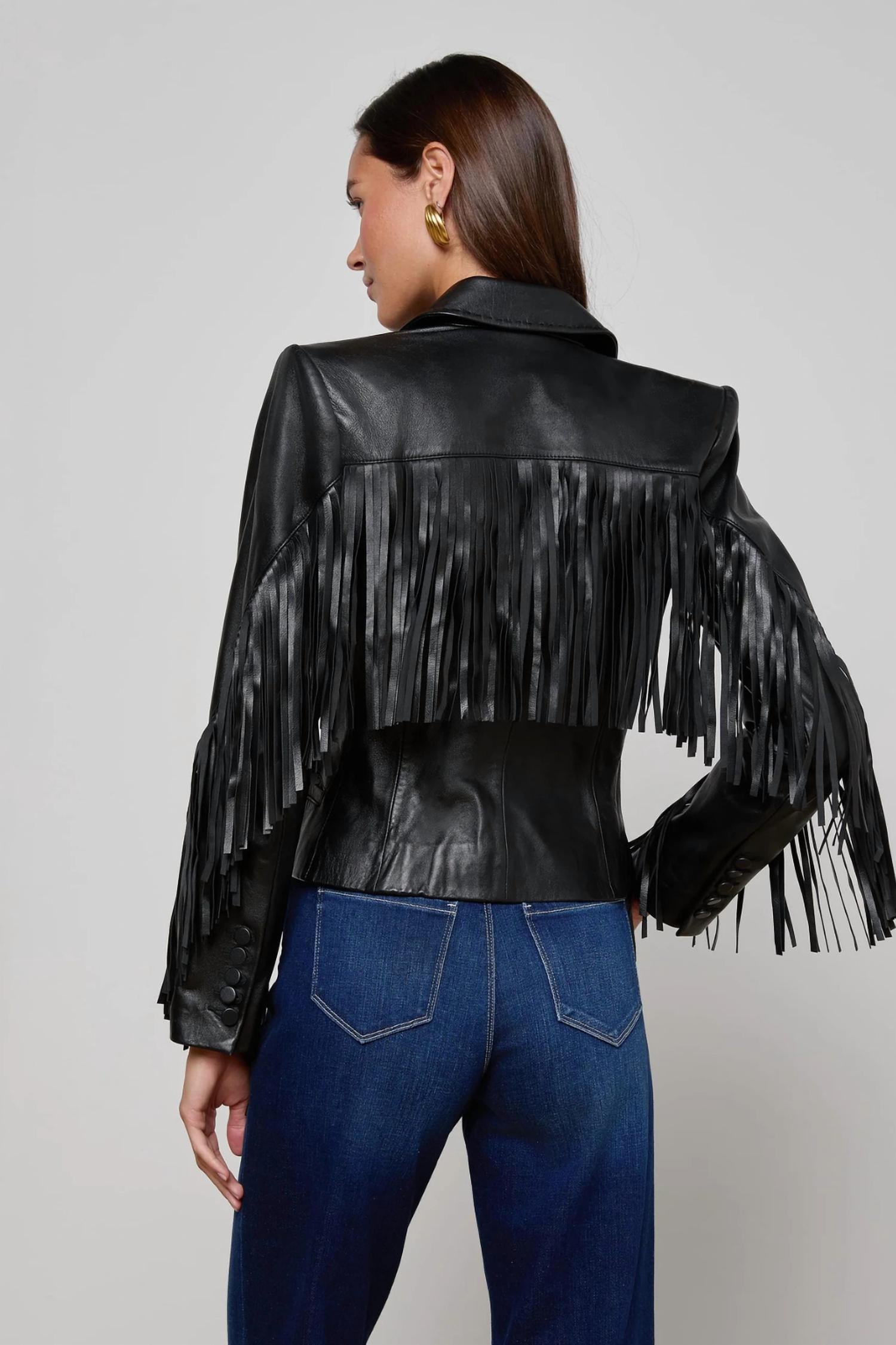 L'Agence - Vashti Fringed Leather Jacket