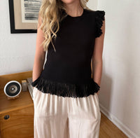 Current Air - Melissa Mesh Fringe Knit Tank Top