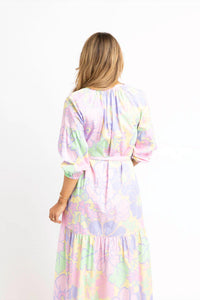 Karlie Pastel Floral V Neck Maxi Dress in multi - women's dress - detail view