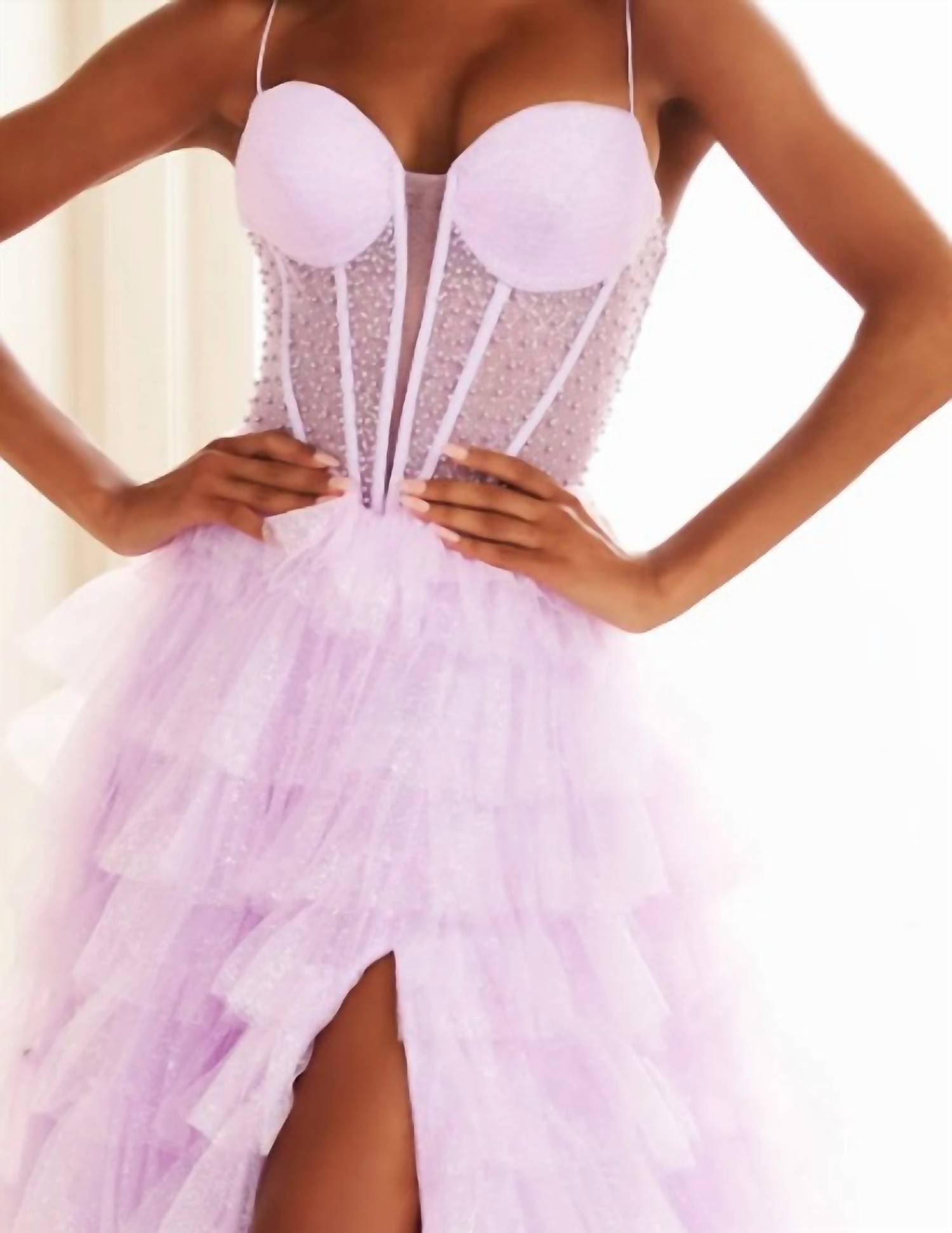 Ellie Wilde - Frosted Iridescent Tulle Corset A-line Gown