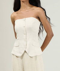 Sugarlips - Candida Strapless Button Up Top