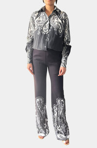 HEMANT & NANDITA Viri Fitted And Flared Pants in black white - women's pants