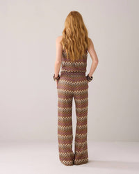summum Women's Wide Leg Zig Zag Pant in multi - women's pants - detail view