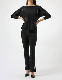 Joseph Ribkoff - Bow Embellished Sweater Top