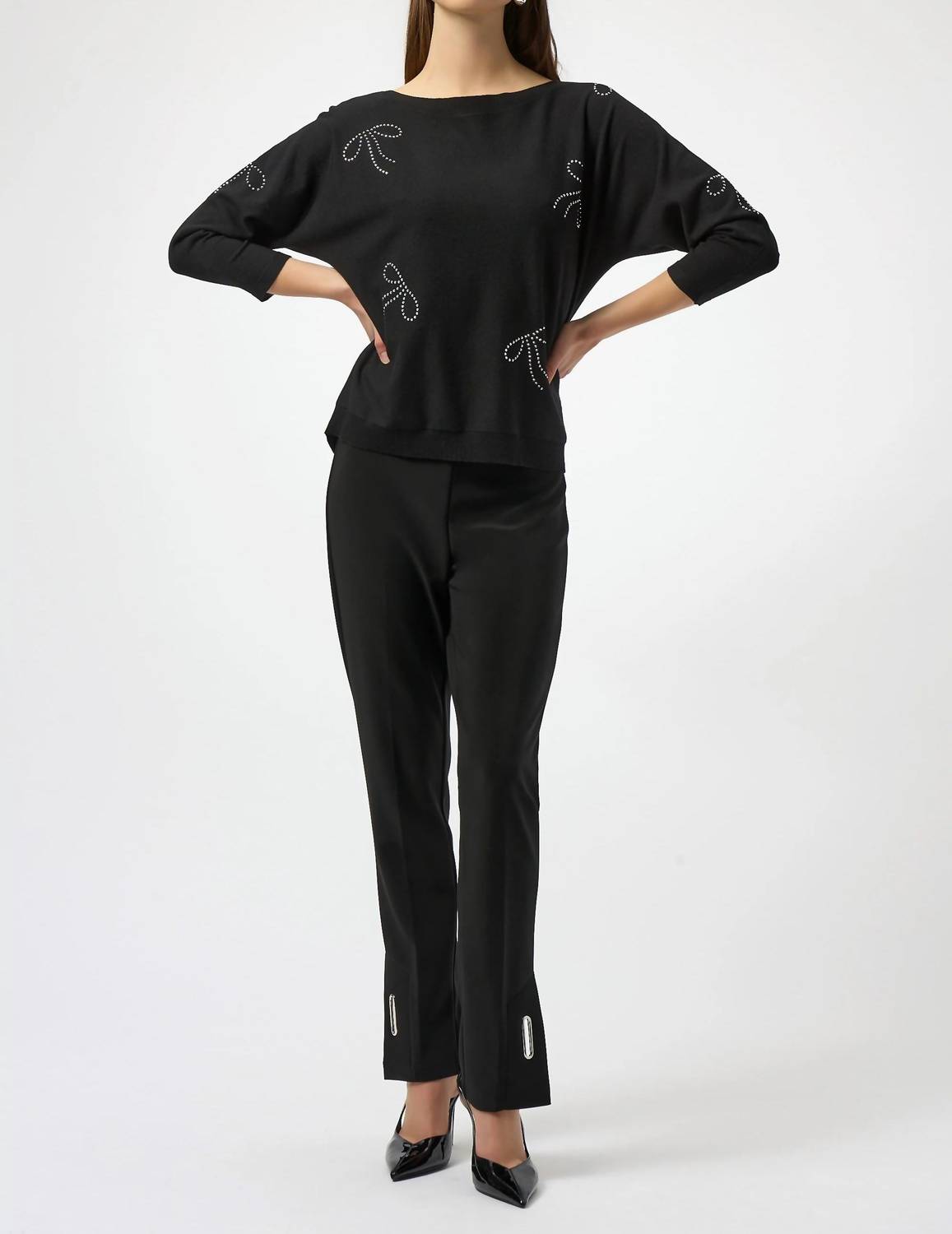 Joseph Ribkoff - Bow Embellished Sweater Top