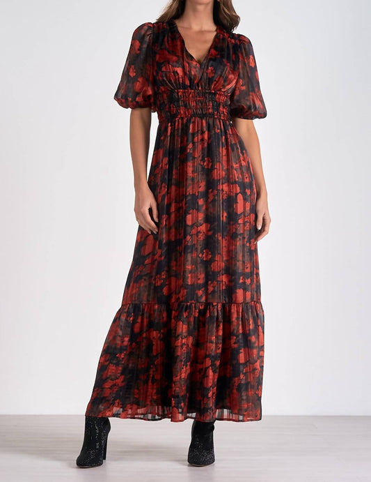 Elan - Floral V-Neck Maxi Dress