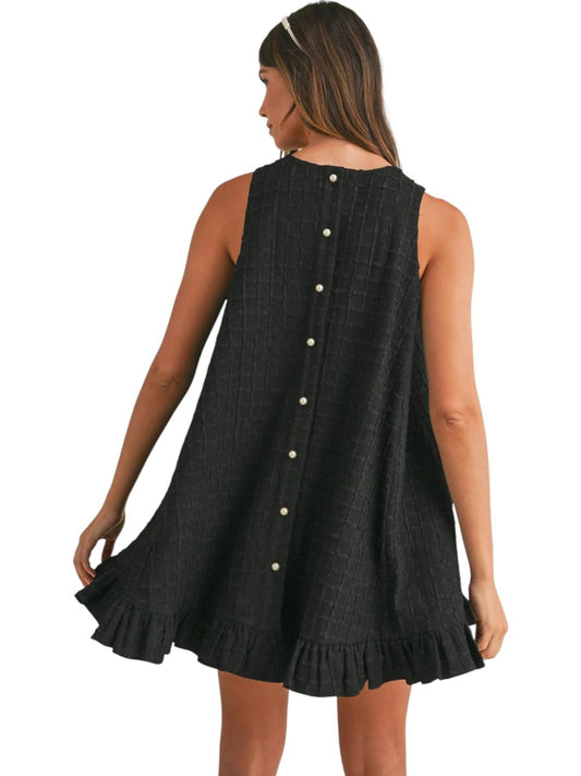 Mable - TEXTURED RUFFLE BUTTON BACK MINI DRESS