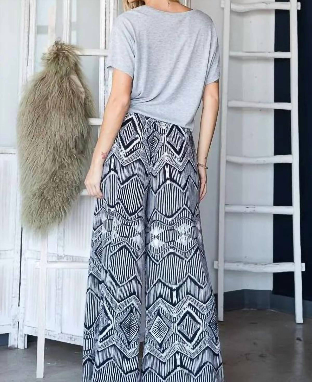 Jade By Jane - Retro Print Wide Leg Pant
