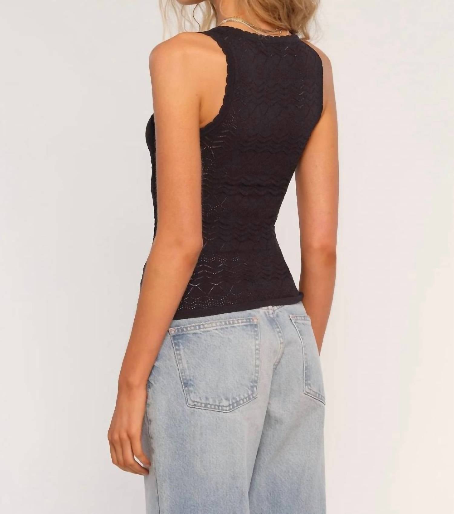 heartloom Naomi Knit Tank Top in black - women's tank top - detail view