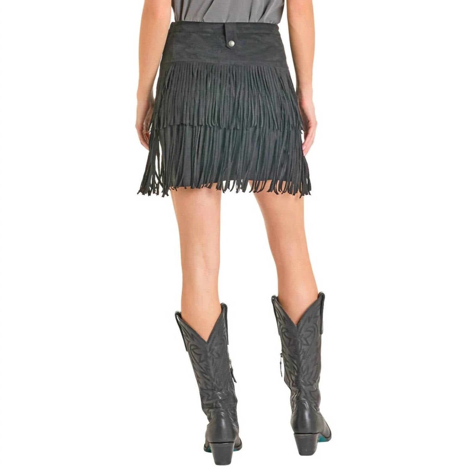 Rock & Roll Denim - Fringe Microsuede Skirt
