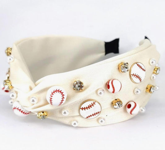 Sophia Collection - Baseball Bead Studded Knot Headband