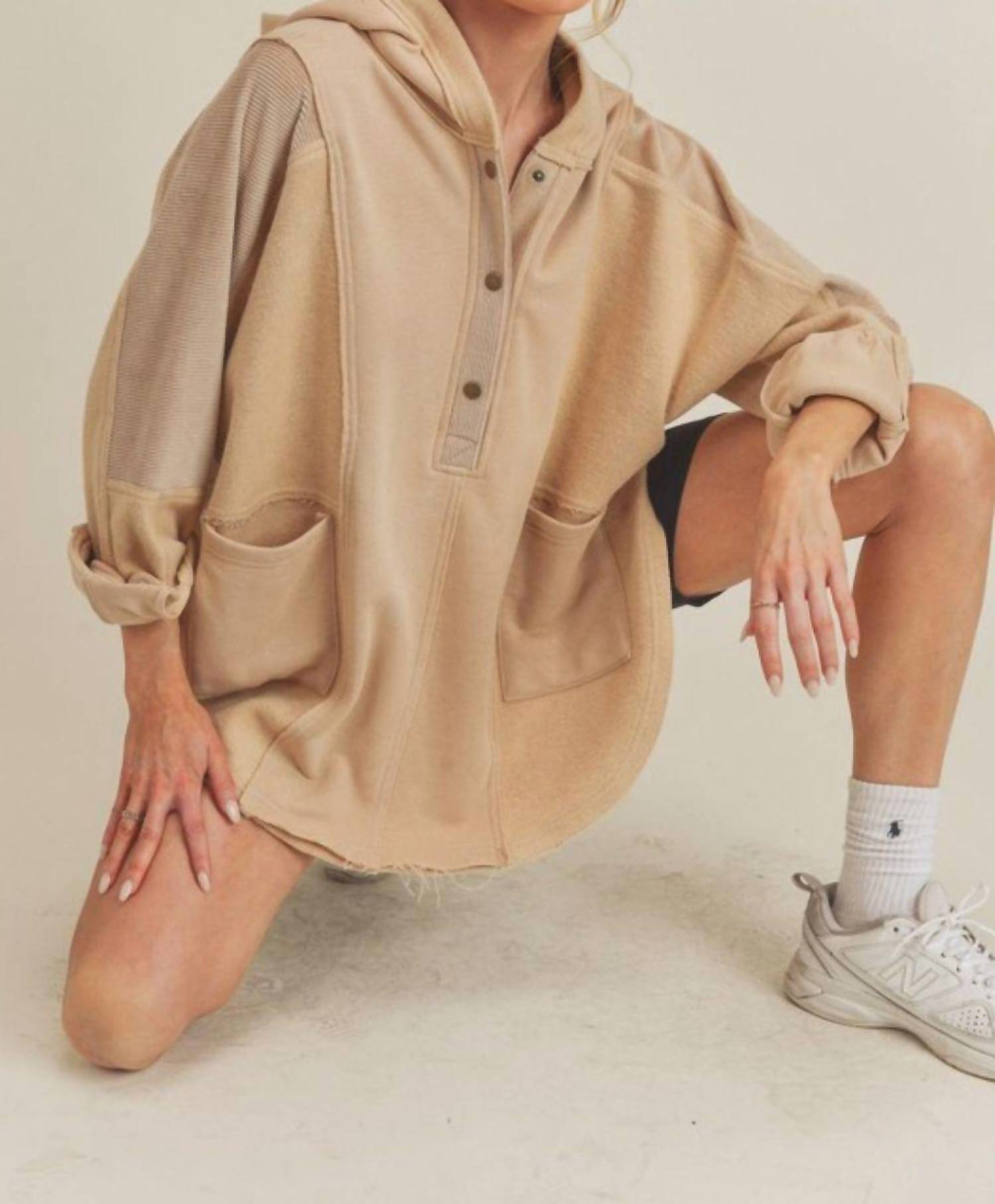 Blu Pepper - Patchwork Hooded Pullover