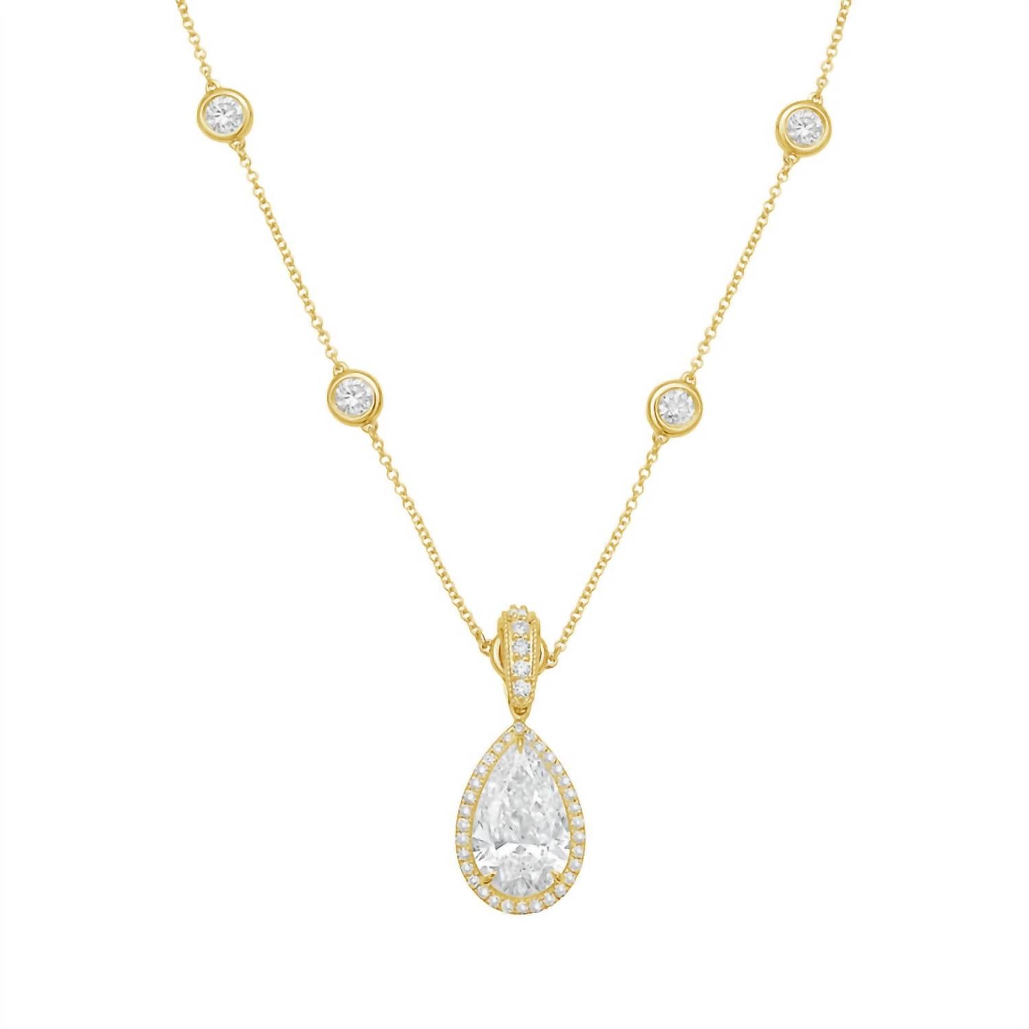 Diana M Jewels - Women's Pear & Round Lab-Grown Diamond Pendant Necklace (9.00 Ct) - Elegant Plus