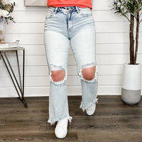 Risen - Kristi Distressed High-rise Straight Leg Cropped Jeans