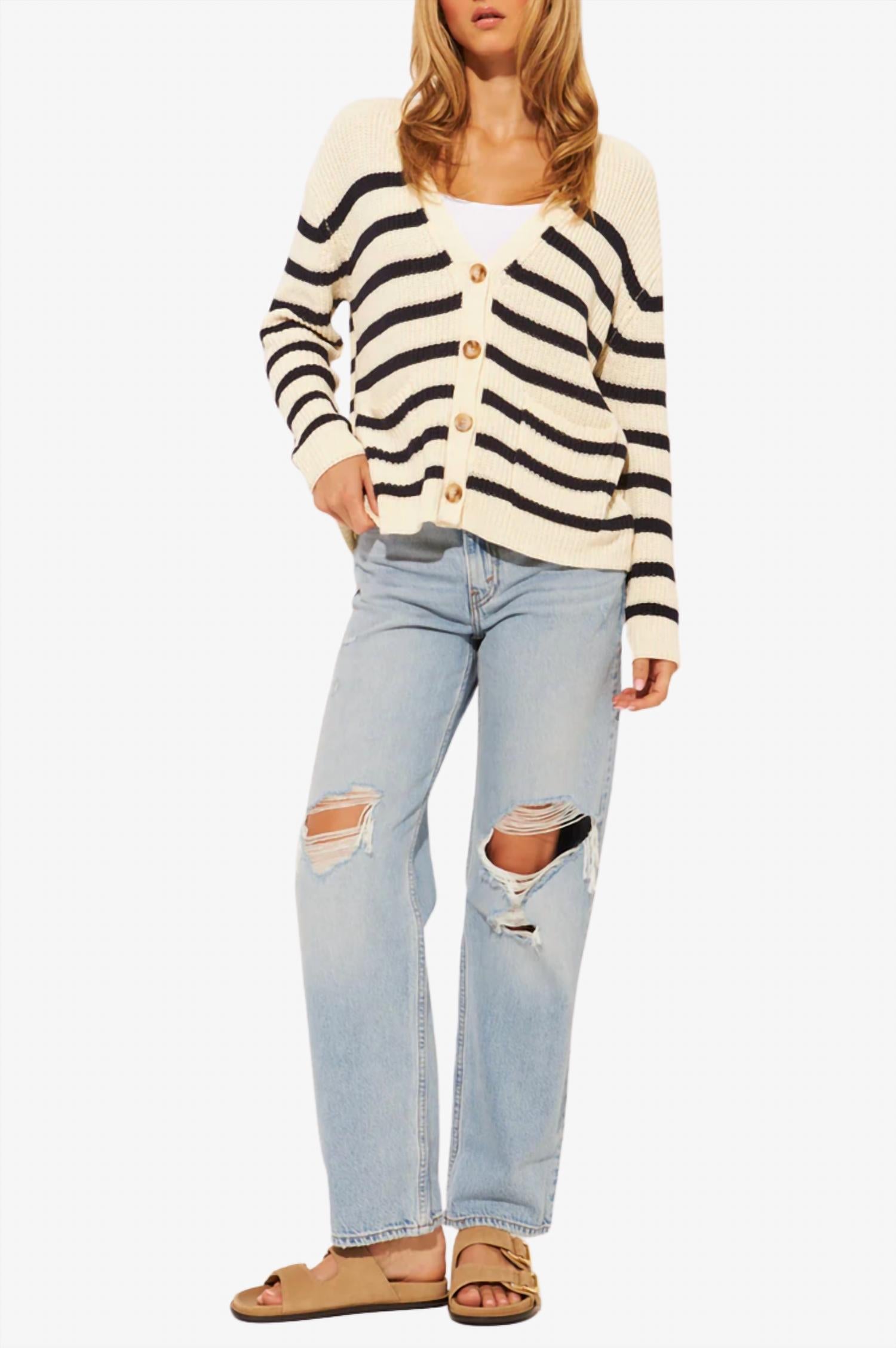 JOHN + JENN Zayn Cardigan in marine - women's cardigan - detail view