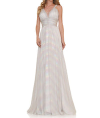 COLORS DRESS Iridescent Rainbow A-line Gown in off white - women's dress
