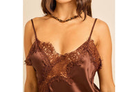 Skylar Rose - Spring Satin Lace Trim Cami And Pants Set