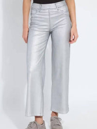 Lysse Wide Leg Denim Pant in metallic silver - women's pants