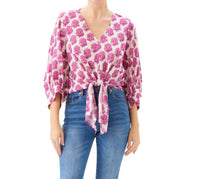 Karen Kane - Blouson Sleeve Tie-Front Top