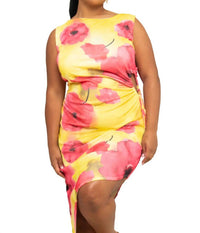 Fashion Szn Curve - Sleeveless Floral Print Midi Dress - Plus Size