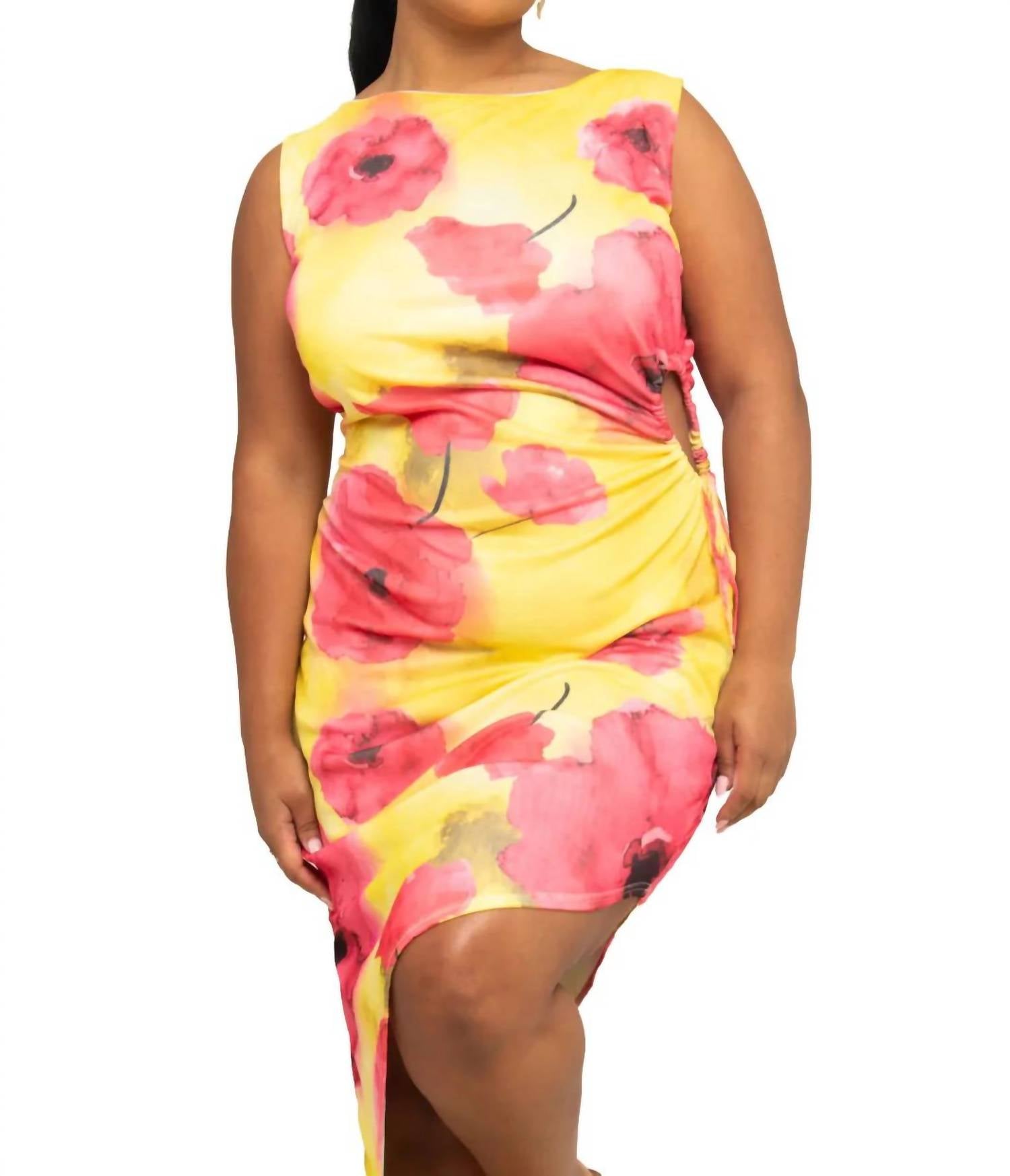 Fashion Szn Curve - Sleeveless Floral Print Midi Dress - Plus Size
