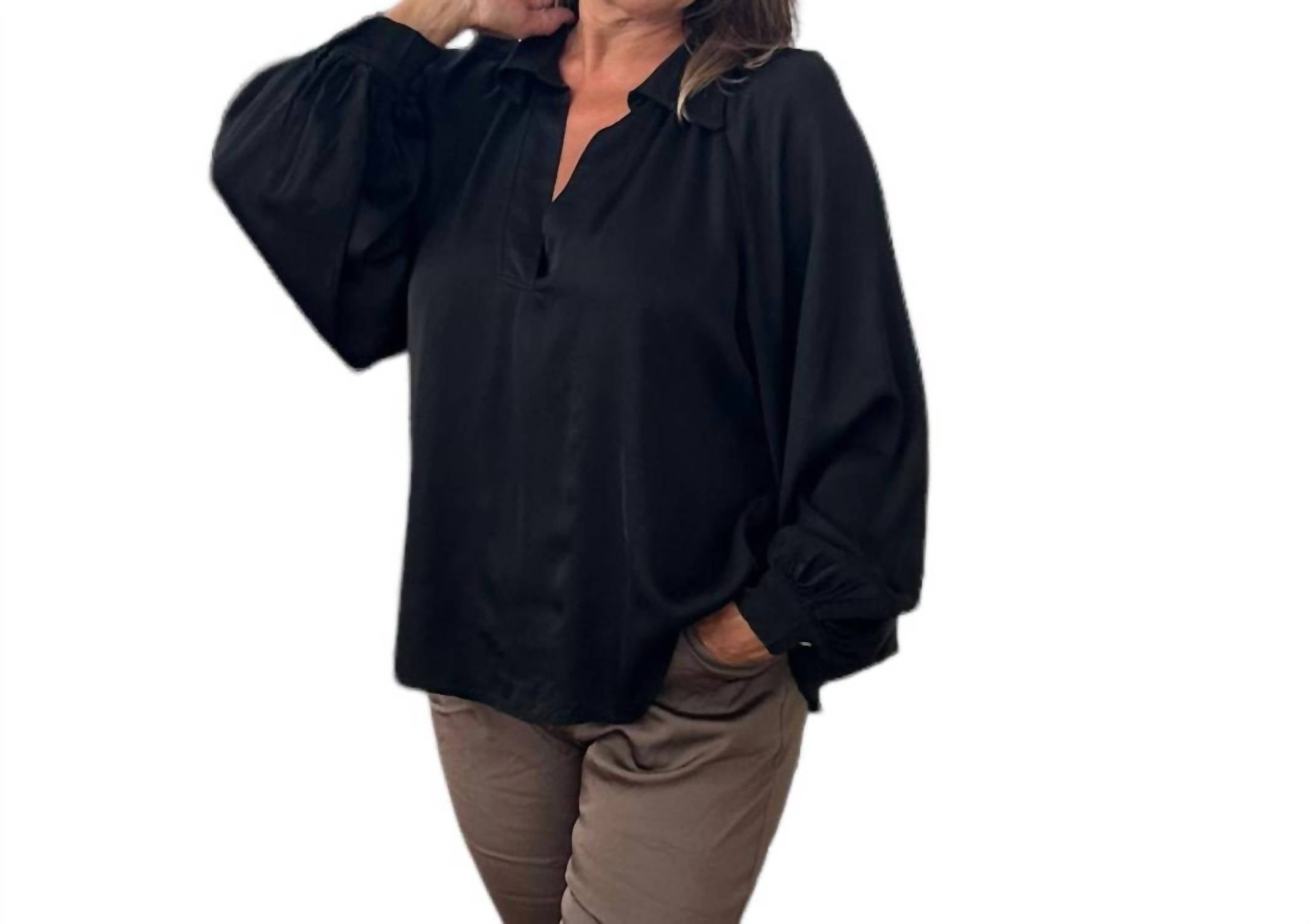 Made In Italy - Emilia Satin V-neck Blouse